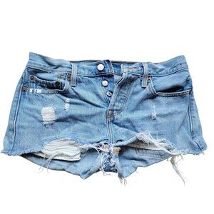 Levi’s 501 Denim Shorts Womens 27 Distressed Cutoff Retro